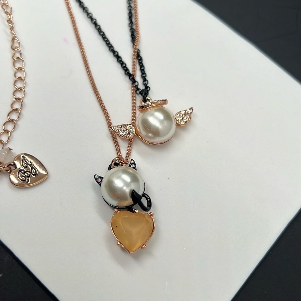Betsy Johnson pearl critters angel devil multi necklace